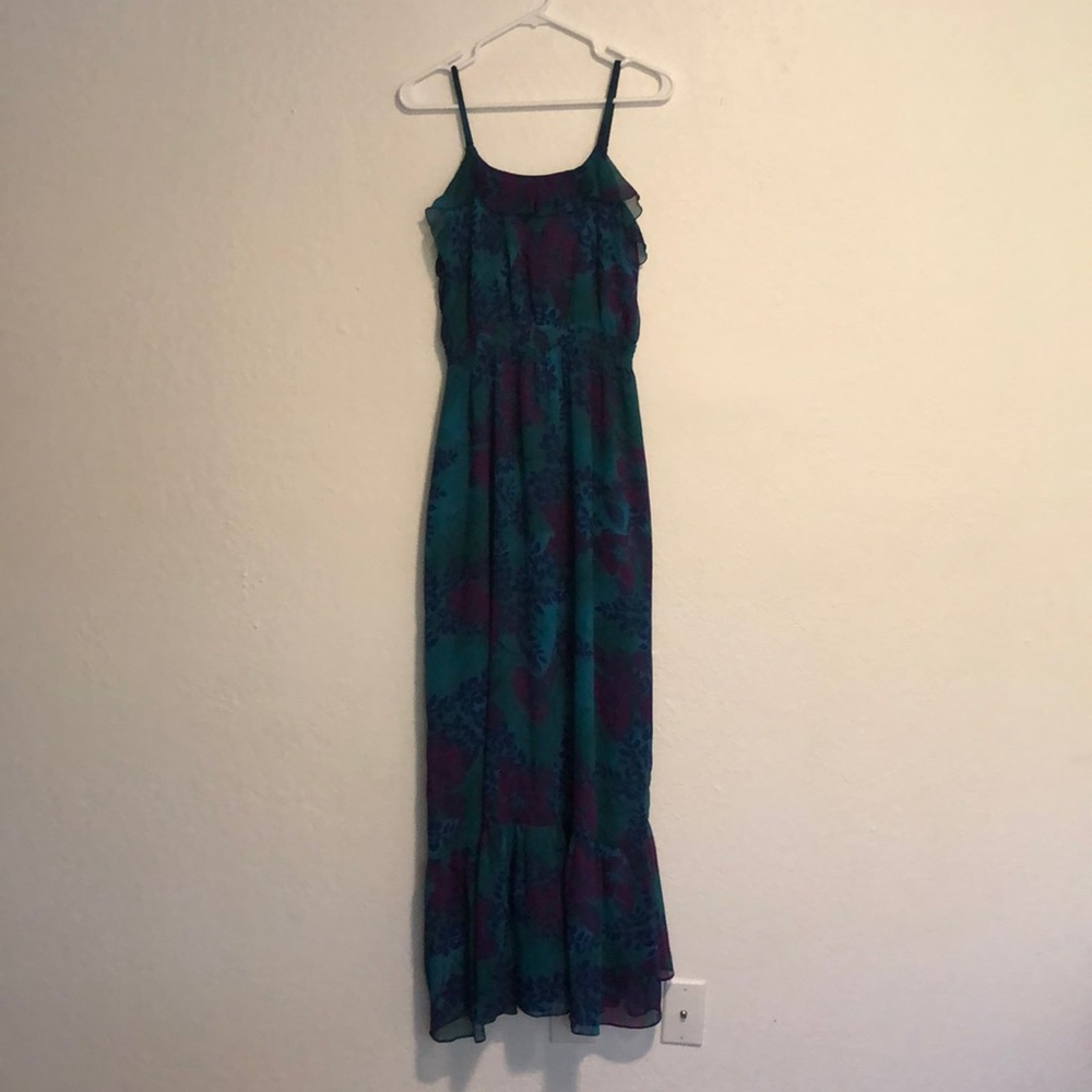Teal with purple flowers dress